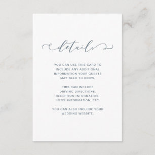 Dusty Blue and White Wedding Details Enclosure Card