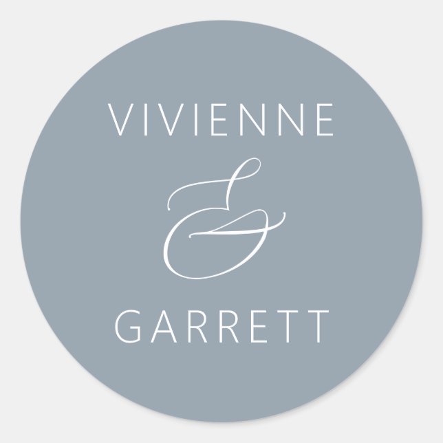 Dusty Blue and White Wedding Envelope Seals (Front)