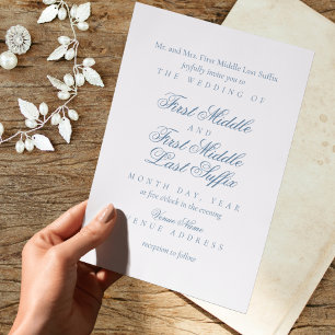 Dusty Blue and White Wedding Invitation
