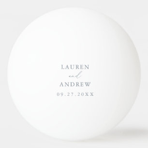 Dusty Blue and White Wedding Personalized Beer Ping Pong Ball