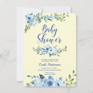 Dusty blue and yellow baby shower Invitation