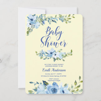 Dusty blue and yellow baby shower Invitation