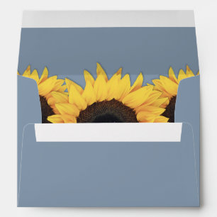 Dusty Blue and Yellow Sunflower Envelope