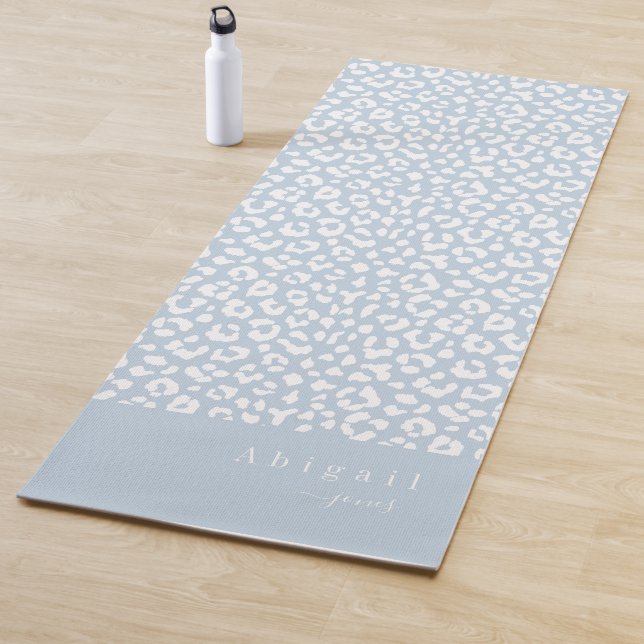 Dusty blue Animal Print  Script Name Personalised Yoga Mat (In Situ)