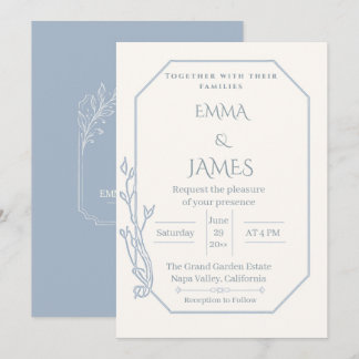 Dusty Blue Arch Botanical Wedding Invitation