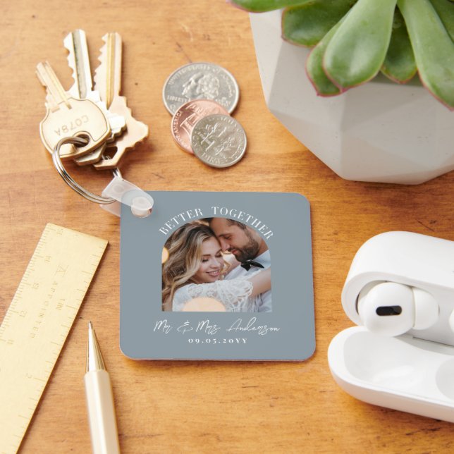 Dusty blue arch photo wedding gift home decor key ring (Desk)