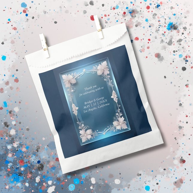 dusty blue art deco ornate frame wedding favour bag (Creator Uploaded)