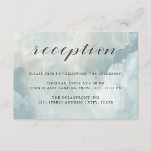 Dusty Blue Artisti Abstract Brushstrokes Reception Enclosure Card
