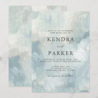 Dusty Blue Artistic Abstract Brushstrokes Wedding
