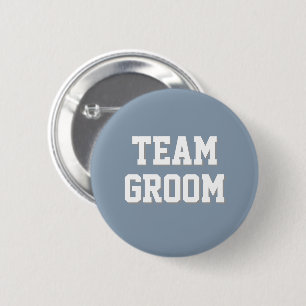 Dusty Blue Athletic Letters Team Groom 6 Cm Round Badge