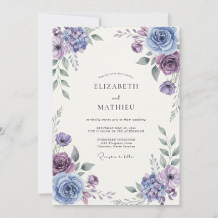 Dusty Blue Atmospheric Botanical Wedding Invitation