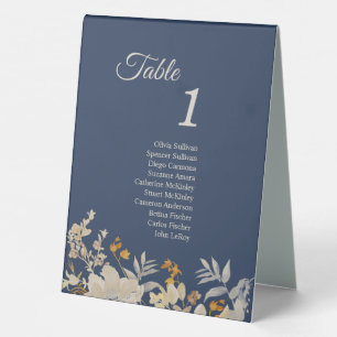 Dusty Blue Autumn Boho Table Tent Sign with Guests