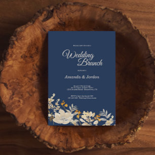 Dusty Blue Autumn Boho Wedding Brunch Invitation