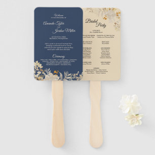 Dusty Blue Autumn Boho Wedding Program Hand Fan