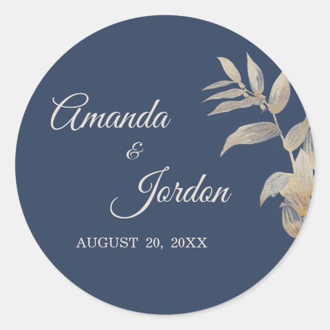 Dusty Blue Autumn Boho Wedding Stickers (Front)