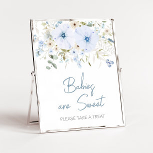 Dusty Blue Baby Bloom Baby Shower Babies are Sweet Poster
