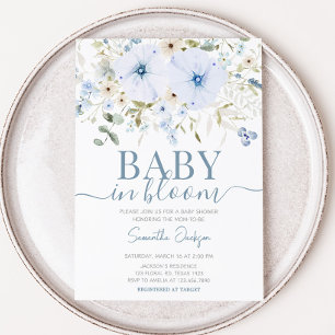 Dusty Blue Baby Bloom Baby Shower Invitation