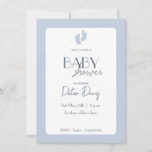 Dusty Blue Baby Boy Baby Shower  Invitation