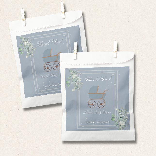 Dusty Blue Baby Carriage Custom Sign Favour Bag (Creator Uploaded)