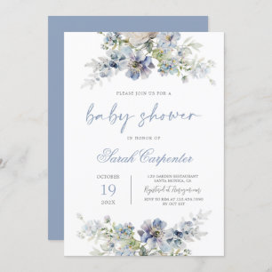 Dusty Blue Baby Shower Boy Invitation