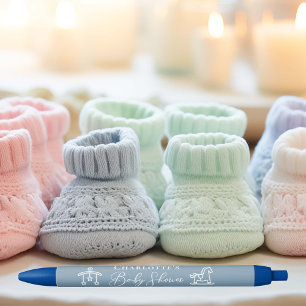 Dusty Blue Baby Shower Chic Personalized Black Ink Pen