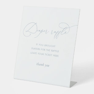 Dusty Blue Baby Shower Diaper Raffle  Pedestal Sign