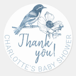 Dusty Blue Baby Shower Thank You Favour Sticker
