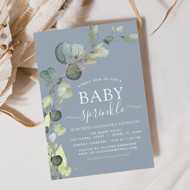Dusty Blue Baby Sprinkle Shower Invitation (Creator Uploaded)