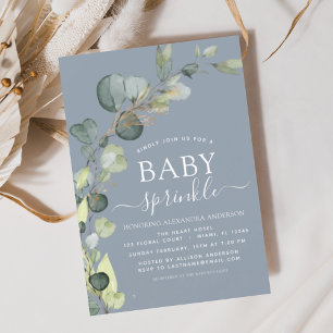 Dusty Blue Baby Sprinkle Shower Invitation Flyer