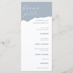 Dusty Blue Bachlorette Menu Italian