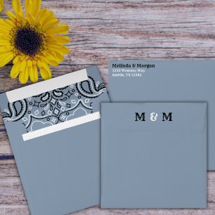 Dusty Blue Bandanna Monogram Envelope