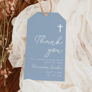 Dusty Blue Baptism Gift Tag
