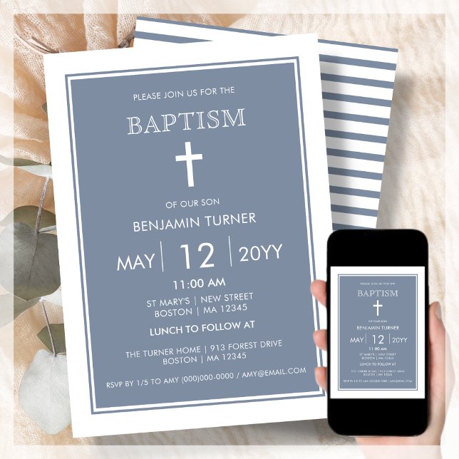 Dusty Blue Baptism Invitation (Creator Uploaded)