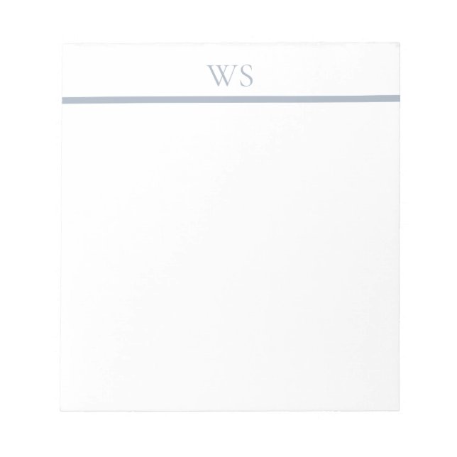 Dusty Blue Bar Monogram Note Pad (Front)