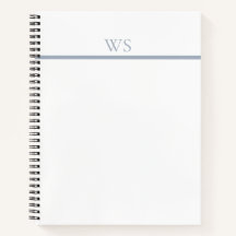 Dusty Blue Bar Monogram Personalised Notebook