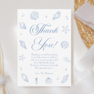 Dusty Blue Beach Coastal Baby Shower Thank You Card