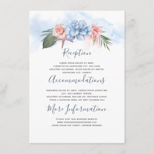 Dusty Blue Beach Wedding Information Guest Enclosure Card