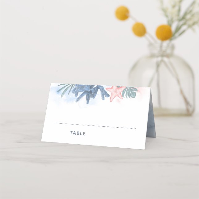 Dusty Blue Beach Wedding | Special Party Place Card (Front)