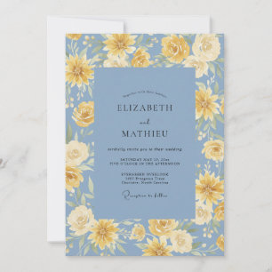 Dusty Blue Beaming Summer Wedding Invitation