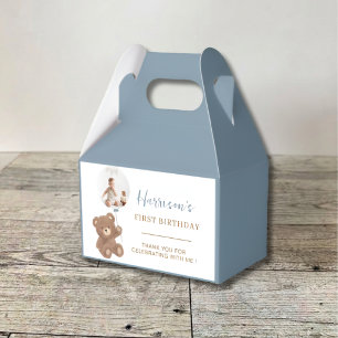 Dusty Blue Bear Photo Birthday Gable Boxes