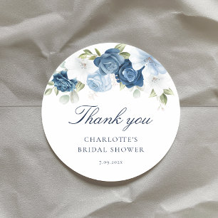 Dusty Blue Before I Do Floral Bridal Shower Classic Round Sticker