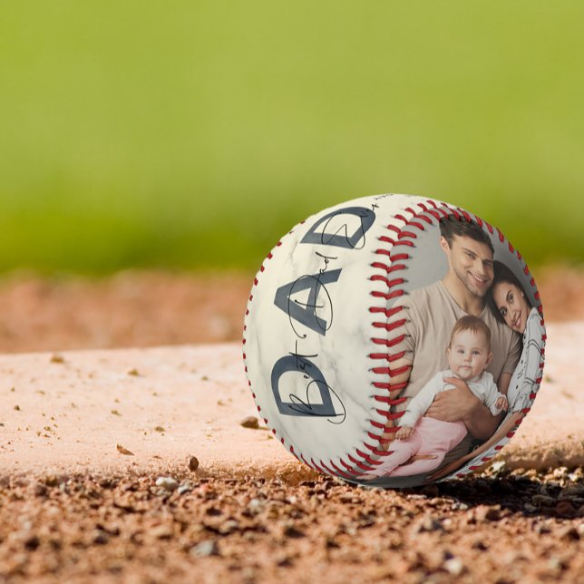 Dusty Blue Best Dad Ever First Fathers Day Photo Baseball (Easily personalize this photo Best Dad Ever baseball for his First Father's Day for a unique gift
)