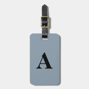Dusty Blue Black Monogram Wedding Gift Party Favou Luggage Tag