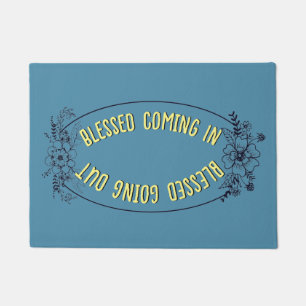 Dusty Blue Blessed Coming In Blessed Going Out Doormat