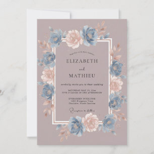 Dusty Blue Bloom Whimsy Wedding Invitation