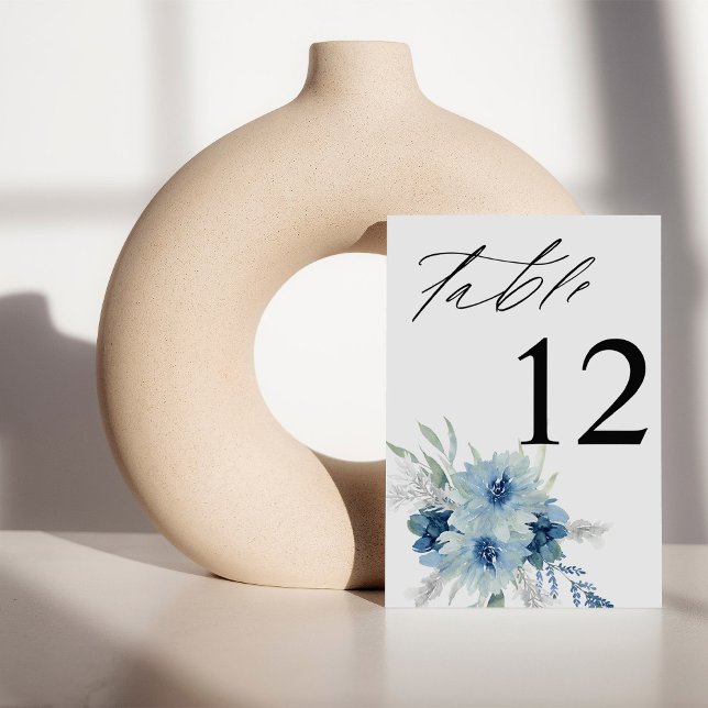 Dusty Blue & Blue Boho Floral Table Number (Creator Uploaded)