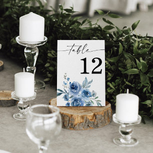 Dusty Blue & Blue Floral Table Number