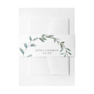 Dusty Blue & Blue Greenery 3 Invitation Belly Band