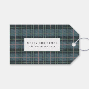 Dusty Blue Blue Plaid Hand Drawn Pattern Gift Tags