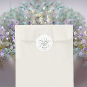 Dusty Blue Blush Lavender Mason Jar Wildflower  Classic Round Sticker